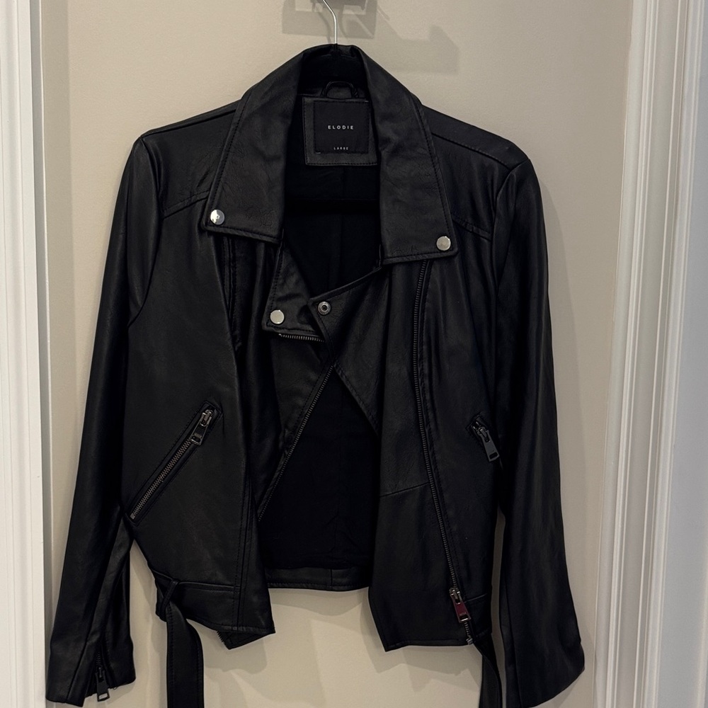 Elodie Black Leather Moto Jacket